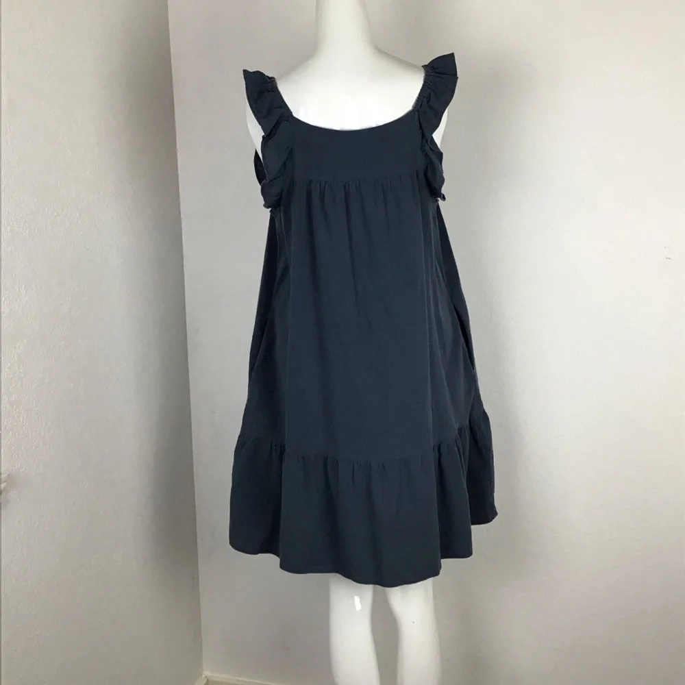 Universal Thread Blue Ruffle Buttoned Mini Dress - Picture 3 of 8